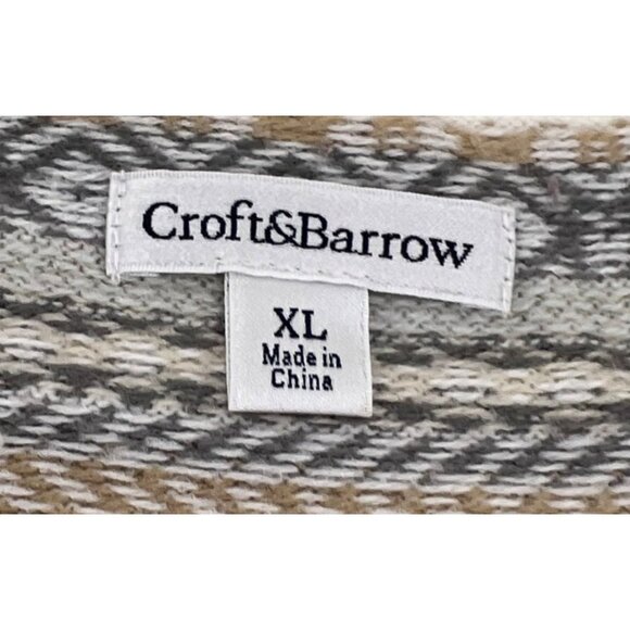 Croft & Barrow XL Fair Isle Pattern Acrylic Cardigan Sweater Beige & Gray - Picture 2 of 5